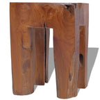 Tabouret en teck massif – Petite table d'appoint, marron, 30 x 30 x 40 cm