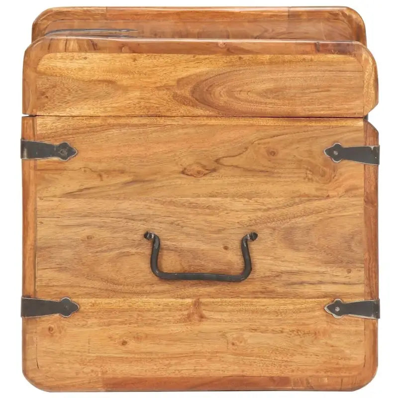 Coffre de rangement en bois d'acacia massif avec loquet, 40 x 40 x 40 cm