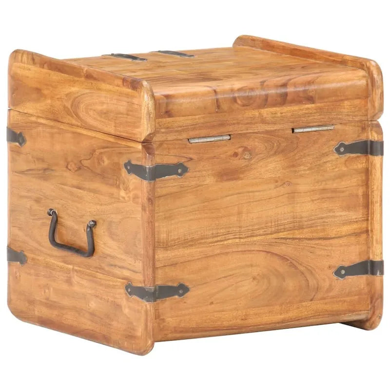 Coffre de rangement en bois d'acacia massif avec loquet, 40 x 40 x 40 cm