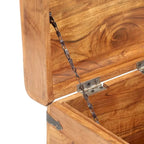 Coffre de rangement en bois d'acacia massif avec loquet, 40 x 40 x 40 cm