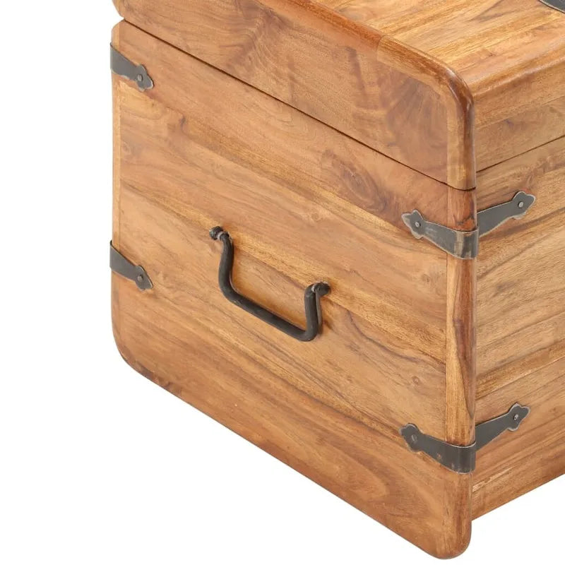 Coffre de rangement en bois d'acacia massif avec loquet, 40 x 40 x 40 cm