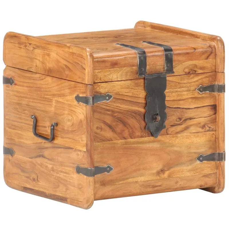 Coffre de rangement en bois d'acacia massif avec loquet, 40 x 40 x 40 cm