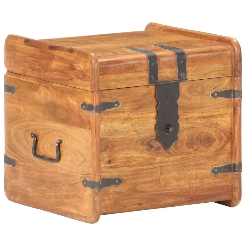 Coffre de rangement en bois d'acacia massif avec loquet, 40 x 40 x 40 cm