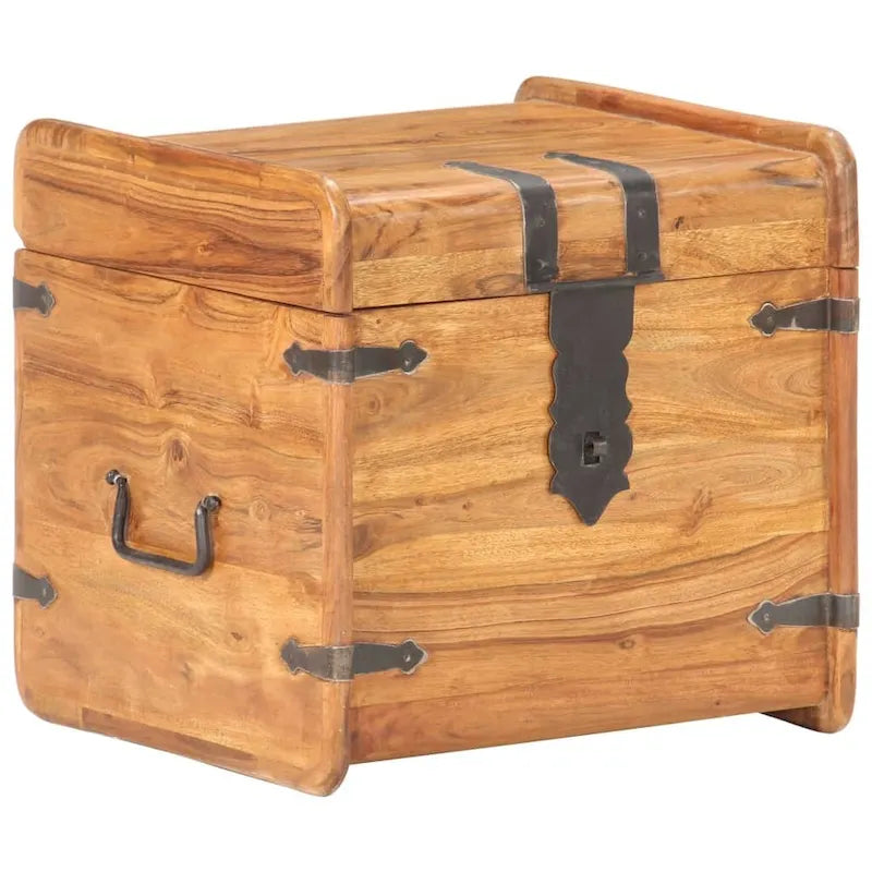 Coffre de rangement en bois d'acacia massif avec loquet, 40 x 40 x 40 cm