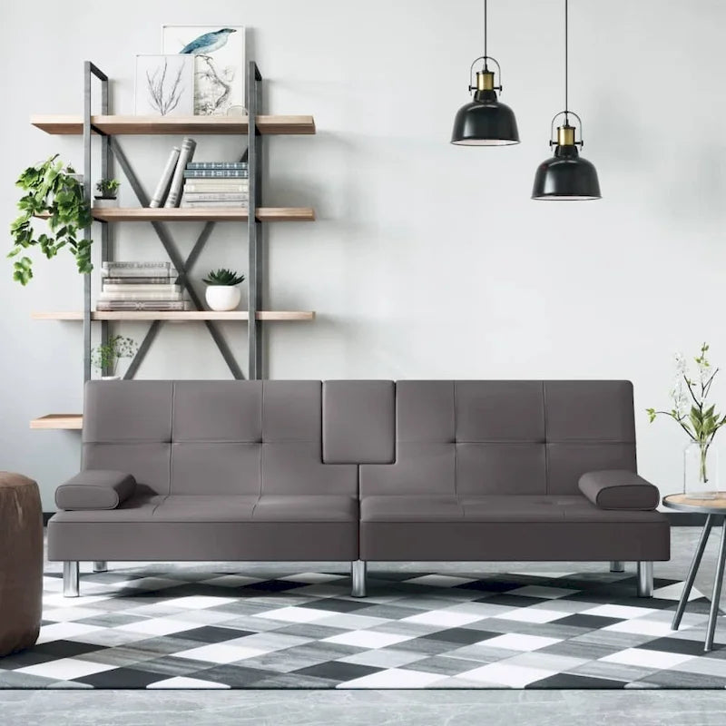 Canapé-lit pliable avec porte-gobelets - Similicuir, 78,7 x 35 x 27,6 po