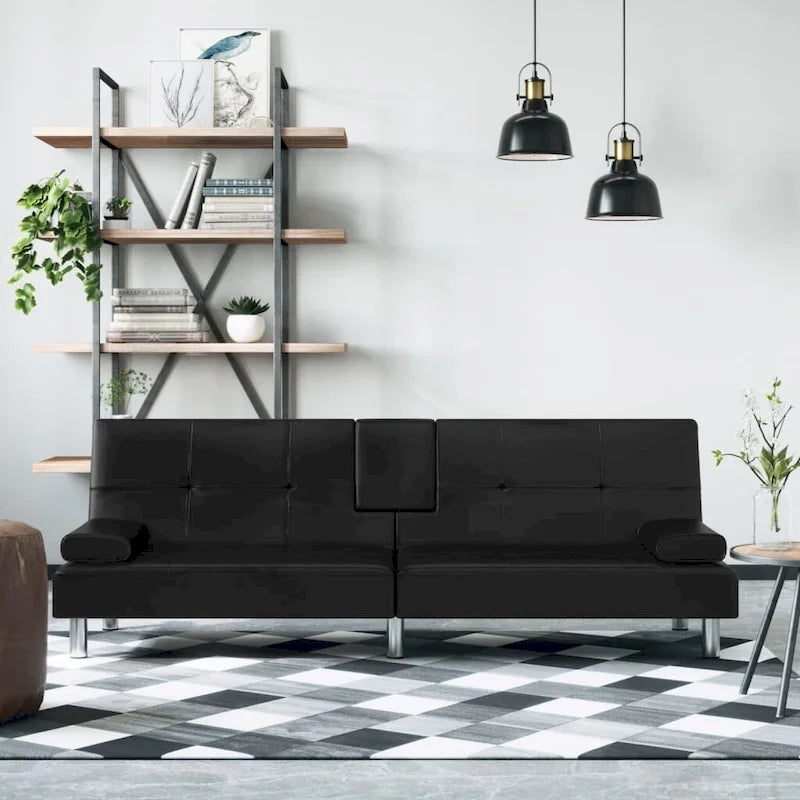 Canapé-lit pliable avec porte-gobelets - Similicuir, 78,7 x 35 x 27,6 po
