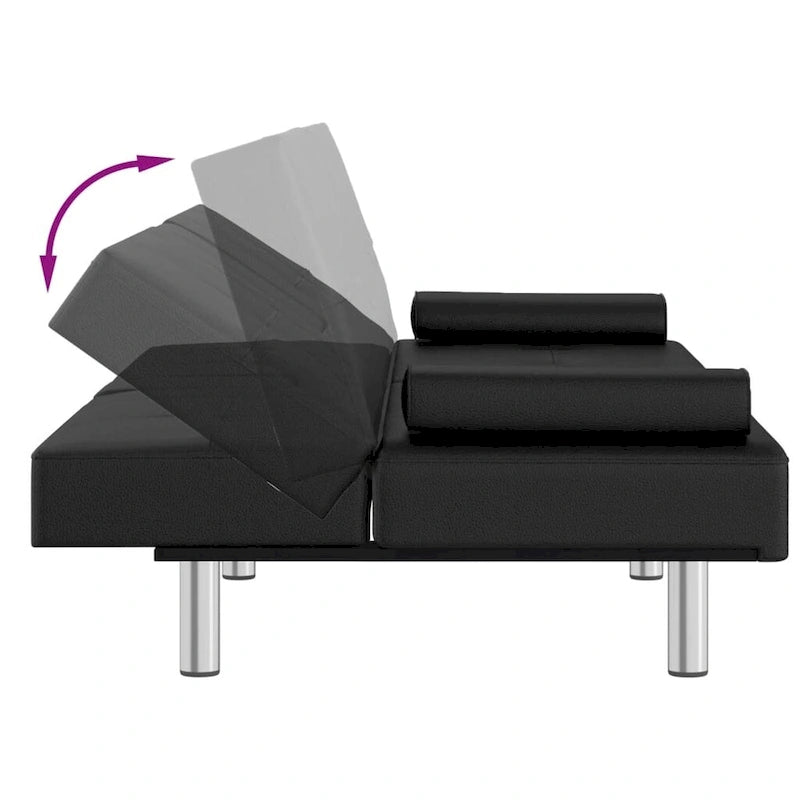Canapé-lit pliable avec porte-gobelets - Similicuir, 78,7 x 35 x 27,6 po