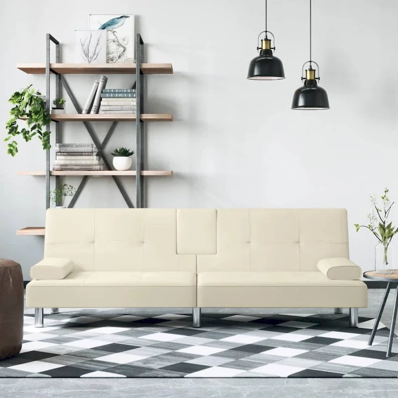 Canapé-lit pliable avec porte-gobelets - Similicuir, 78,7 x 35 x 27,6 po