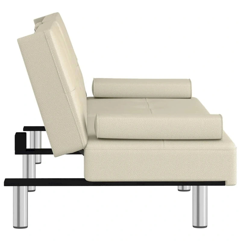 Canapé-lit pliable avec porte-gobelets - Similicuir, 78,7 x 35 x 27,6 po