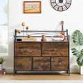 Commode en bois avec 5 tiroirs en tissu – Meuble de rangement pour chambre et salon