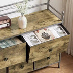 Commode en bois avec 5 tiroirs en tissu – Meuble de rangement pour chambre et salon