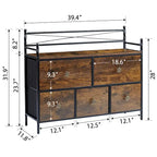 Commode en bois avec 5 tiroirs en tissu – Meuble de rangement pour chambre et salon
