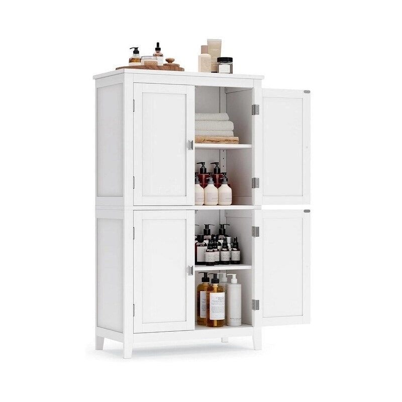 Meuble de rangement de salle de bain sur pied avec étagères réglables