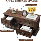 Commode de style rustique à 5 tiroirs avec glissières à billes – 45 po (L) x 15,86 po (P) x 21,14 po (H)