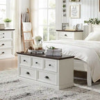 Commode de style rustique à 5 tiroirs avec glissières à billes – 45 po (L) x 15,86 po (P) x 21,14 po (H)