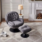 Fauteuil d'appoint pivotant en velours avec ottoman