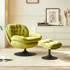 Fauteuil d'appoint pivotant en velours avec ottoman