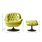 Fauteuil d'appoint pivotant en velours avec ottoman