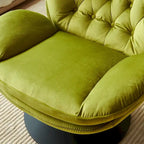 Fauteuil d'appoint pivotant en velours avec ottoman
