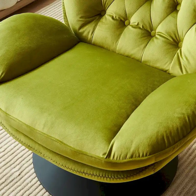 Fauteuil d'appoint pivotant en velours avec ottoman