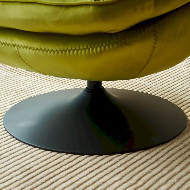 Fauteuil d'appoint pivotant en velours avec ottoman