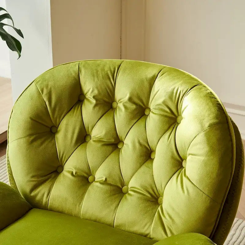 Fauteuil d'appoint pivotant en velours avec ottoman