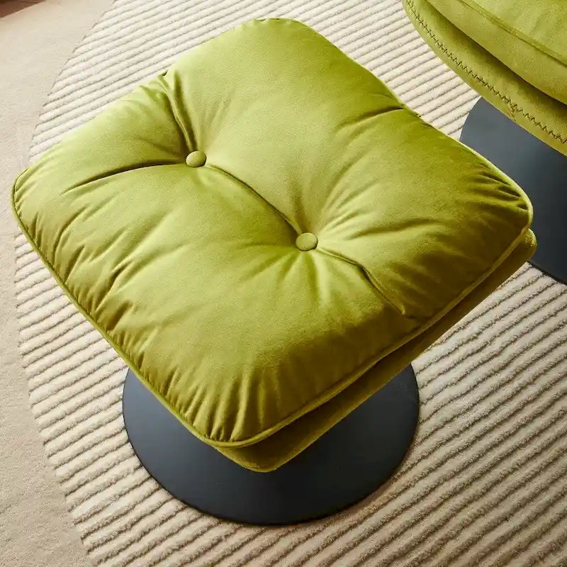 Fauteuil d'appoint pivotant en velours avec ottoman