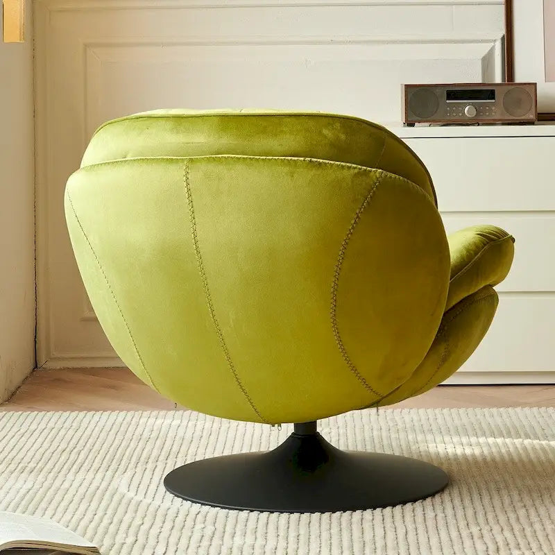 Fauteuil d'appoint pivotant en velours avec ottoman