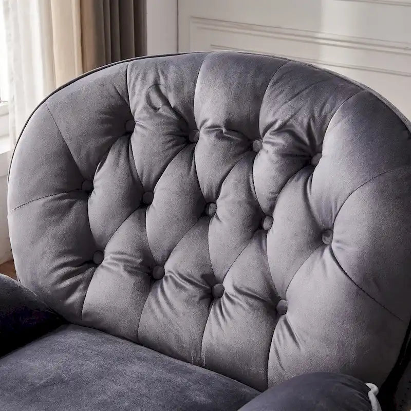 Fauteuil d'appoint pivotant en velours avec ottoman