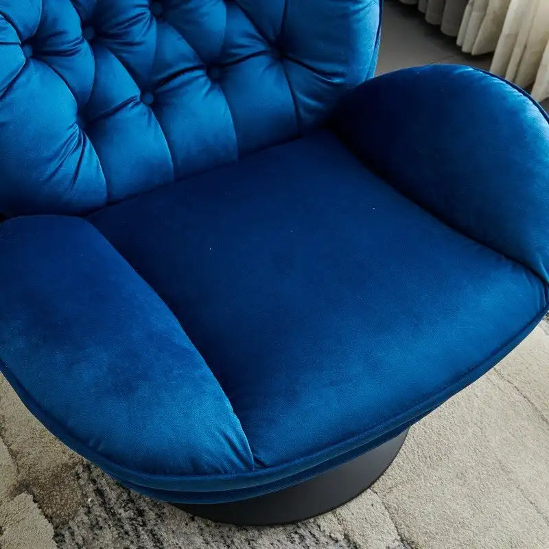 Fauteuil d'appoint pivotant en velours avec ottoman