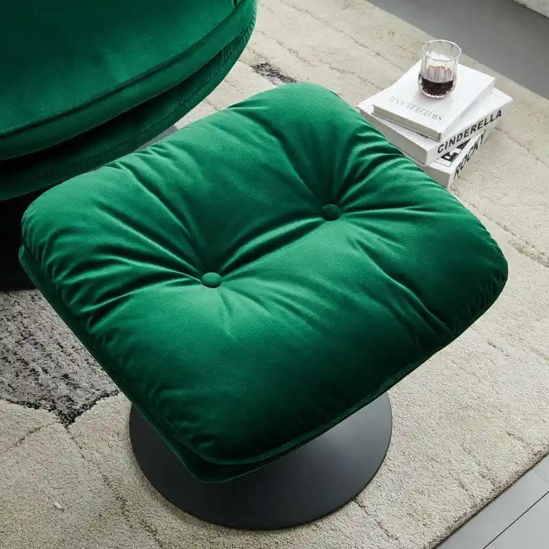 Fauteuil d'appoint pivotant en velours avec ottoman