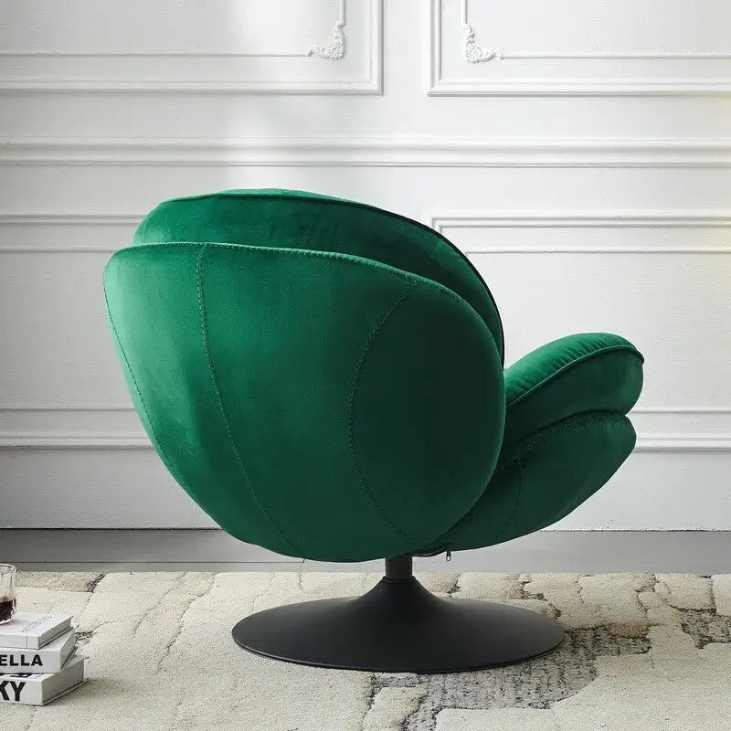 Fauteuil d'appoint pivotant en velours avec ottoman