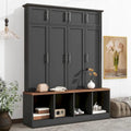 Porte-manteau haut en bois avec 8 placards et 4 compartiments ouverts
