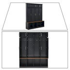 Porte-manteau haut en bois avec 8 placards et 4 compartiments ouverts