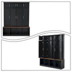 Porte-manteau haut en bois avec 8 placards et 4 compartiments ouverts