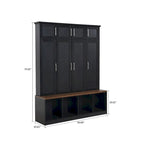 Porte-manteau haut en bois avec 8 placards et 4 compartiments ouverts