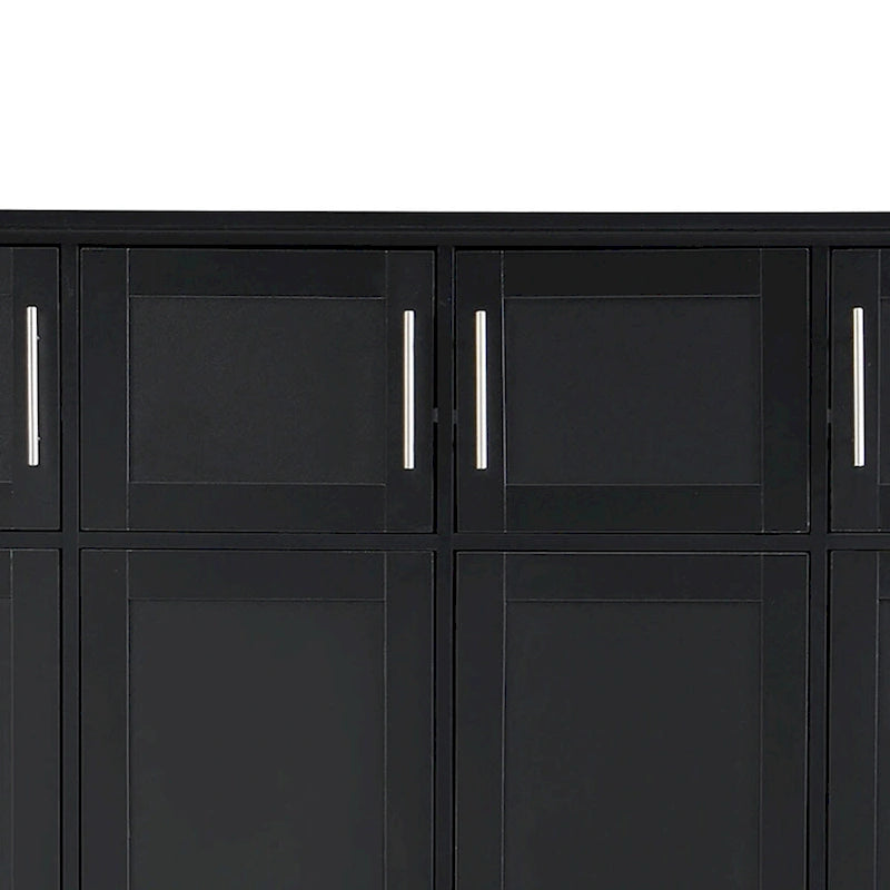 Porte-manteau haut en bois avec 8 placards et 4 compartiments ouverts