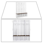 Porte-manteau haut en bois avec 8 placards et 4 compartiments ouverts