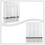 Porte-manteau haut en bois avec 8 placards et 4 compartiments ouverts