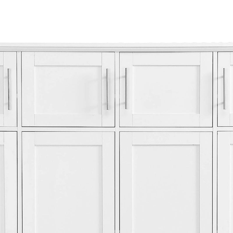 Porte-manteau haut en bois avec 8 placards et 4 compartiments ouverts