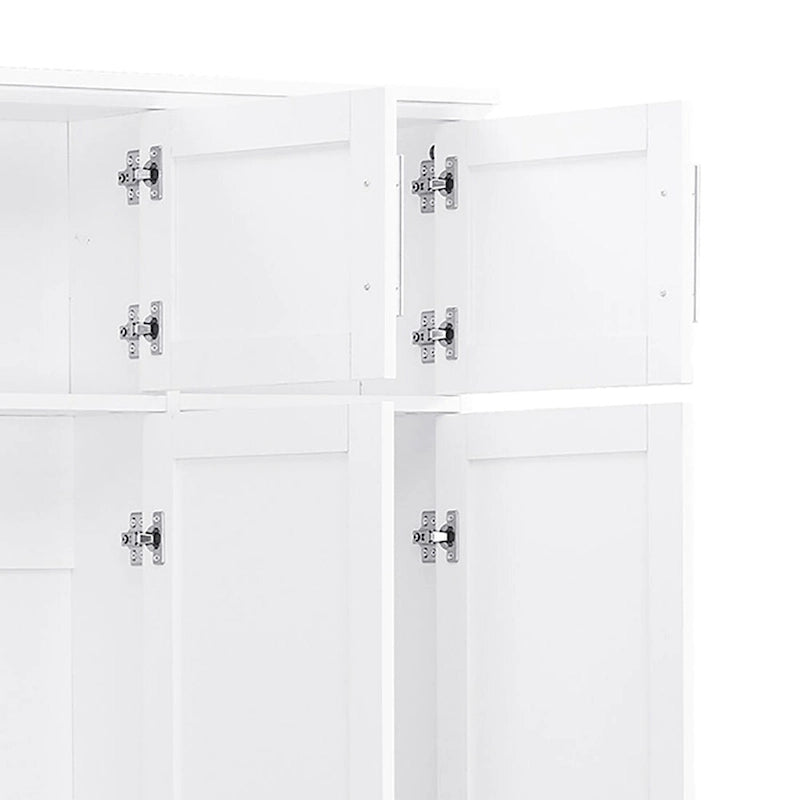 Porte-manteau haut en bois avec 8 placards et 4 compartiments ouverts