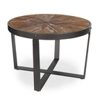 Table basse ronde avec plateau en bois et pieds en métal - 24x24x15.5