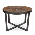 Table basse ronde avec plateau en bois et pieds en métal - 24x24x15.5
