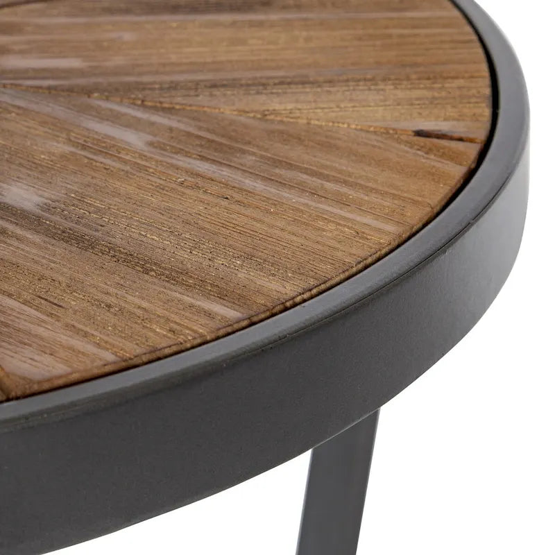 Table basse ronde avec plateau en bois et pieds en métal - 24x24x15.5