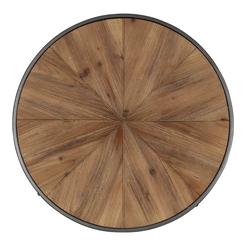 Table basse ronde avec plateau en bois et pieds en métal - 24x24x15.5