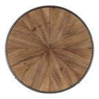 Table basse ronde avec plateau en bois et pieds en métal - 24x24x15.5