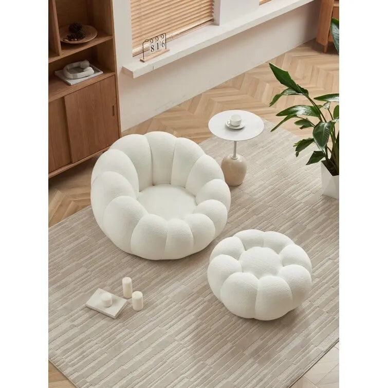 Fauteuil d'appoint et repose-pieds rembourrés en tissu 3D