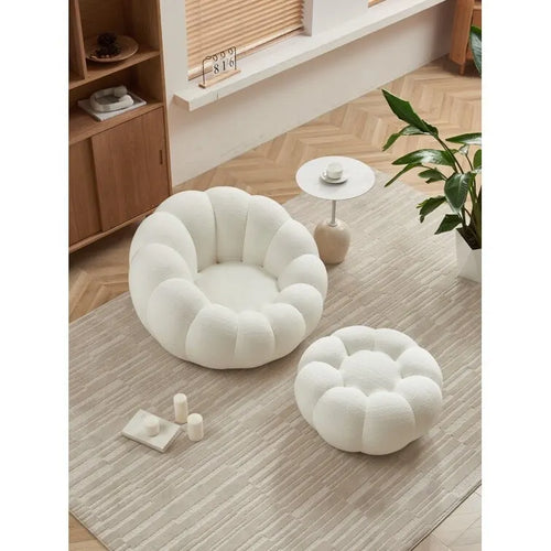 Fauteuil d'appoint et repose-pieds rembourrés en tissu 3D