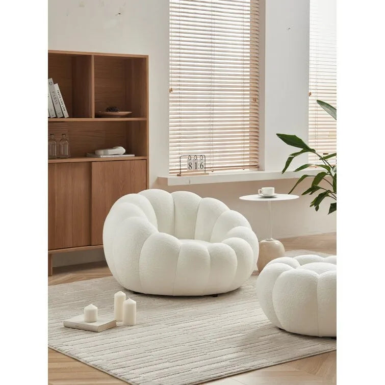 Fauteuil d'appoint et repose-pieds rembourrés en tissu 3D