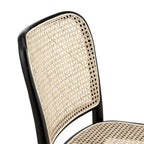 Lot de 2 chaises de salle à manger en bois avec dossier en rotin